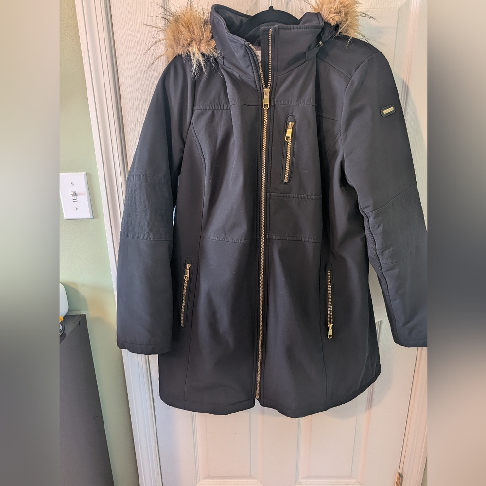 Calvin Klein Black Ski Jacket with Gold Zippers